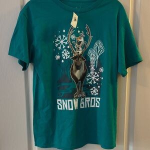 Disney Frozen Snow Bros Kids Teal Shirt NWT